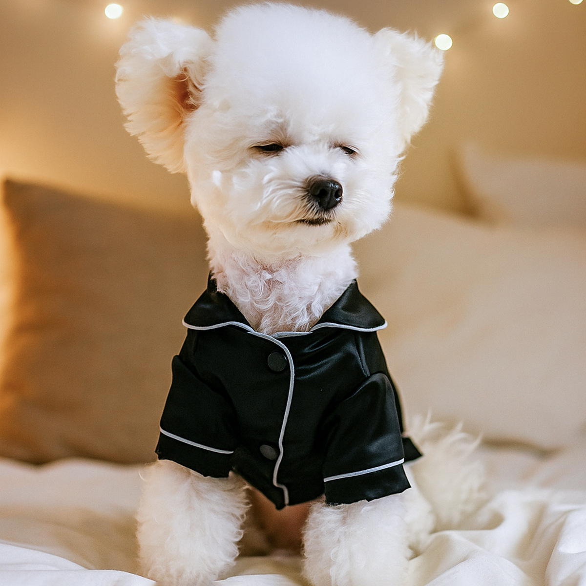 Luxury Dog Pajamas Satin Sleepwear with Piping Trim
